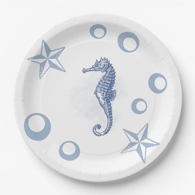 9" Rundpapier Seepferd Ocean Beach Water Pappteller (Vorderseite)