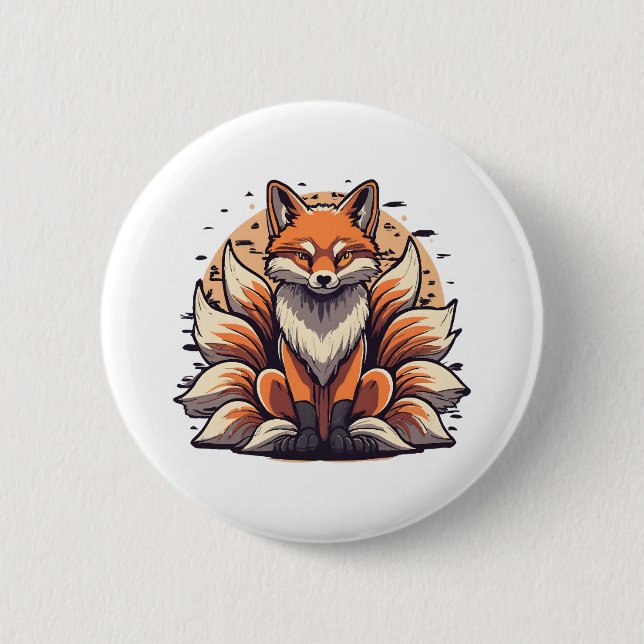 9-schwänziger Fuchsspirit Button (Vorderseite)