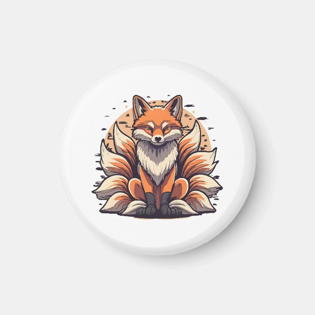 9-schwänziger Fuchsspirit Magnet (Vorne)