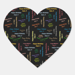 9. September Herz-Aufkleber