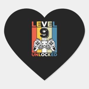 9. Stufe Vintag 9 Gaming Herz-Aufkleber