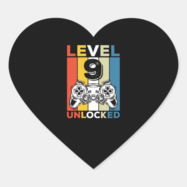 9. Stufe Vintag 9 Gaming Herz-Aufkleber (Vorderseite)