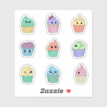 9 Süße Pastell-Kawaii-Cupcake-Aufkleber