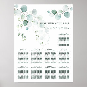 9 Tabelle Elegantes Green Foliage Seating Chart Poster