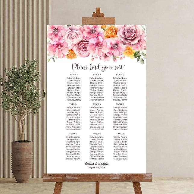 9 Tabelle Elegantes rosa Blumenzitter Poster (Von Creator hochgeladen)