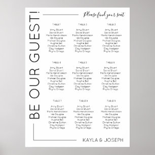 9 Tabelle Minimalistische Hochzeitdiagrammvorlage Poster