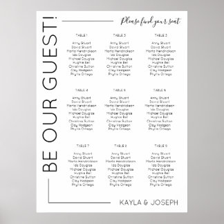 9 Tabelle Minimalistische Hochzeitdiagrammvorlage Poster