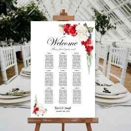 9 Tabelle Red White Rose Blumen Seekarte Poster