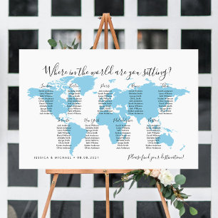9 Tabellen Destinationen World Map Seating Chart Poster