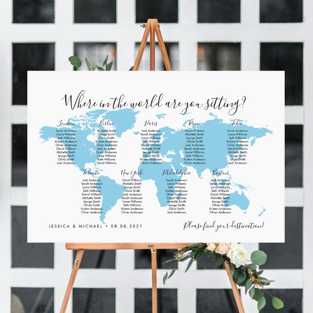 9 Tabellen Destinationen World Map Seating Chart Poster (Von Creator hochgeladen)