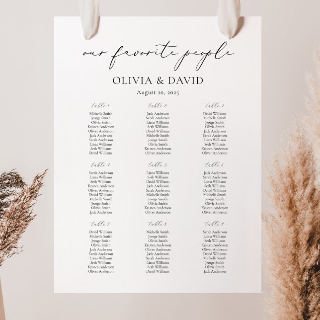 9 Tabellen Einfach unsere Lieblings-Sitzkarte Poster (Von Creator hochgeladen)