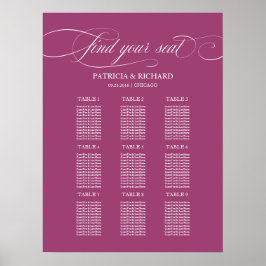 9 Tables Cassis Elegantes Hochzeitssessendiagramm Poster