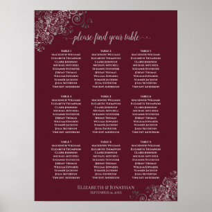 9 Tafelsilber für Hochzeitssitze — Burgund Poster