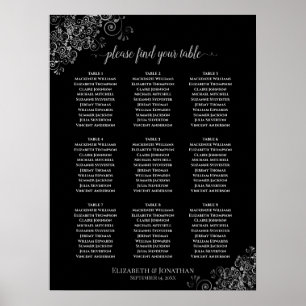 9 Tafelsilber für Hochzeitssitze Schwarz Poster
