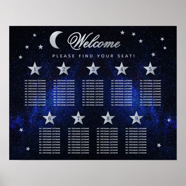 9 Tafelstars Moon Celestial Hochzeitssattrak Poster (Vorne)