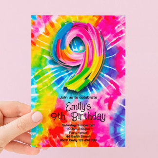 9. Tie Dye Geburtstag Einladung