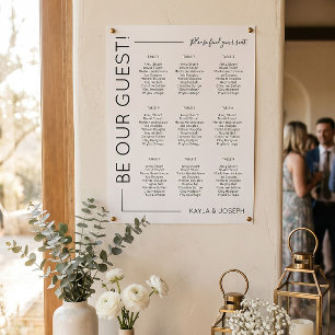 9 Tisch Minimalistische Hochzeit Sitzplan Vorlage Poster