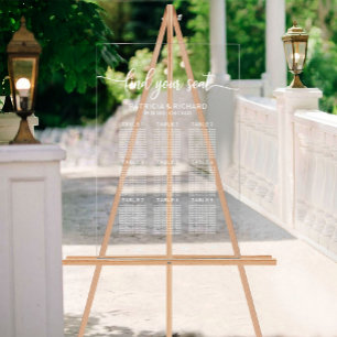 9 Tische Eleganter Hochzeitsplan Acrylschild