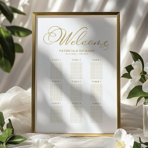 9 Tische Hochzeit Sitzplan Goldfolie Poster