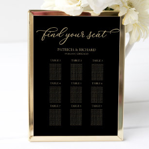 9 Tische Hochzeitskarte Chic Gold Black Poster