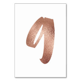 9 Tischnummern Weißes Metallisches Rosengold