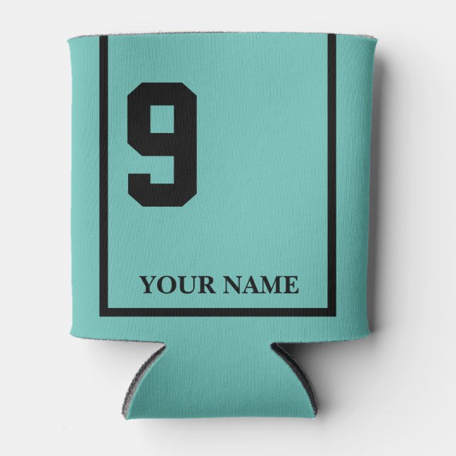 9 Türkis mit schwarzem Sattelblanket Dosenkühler (Vorderseite)