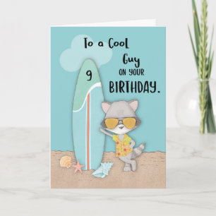 9 Typ Geburtstag Strand Funny Cool Raccoon Karte