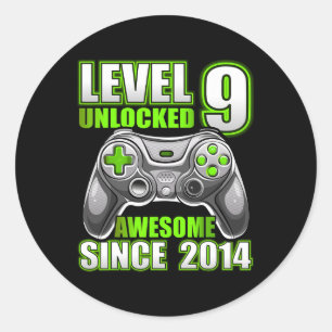 9 Unlocks Phantastisch 2014 Videospiel 9. Geburtst Runder Aufkleber