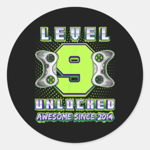 9 Unlocks Phantastisch 2014 Videospiel 9. Geburtst Runder Aufkleber