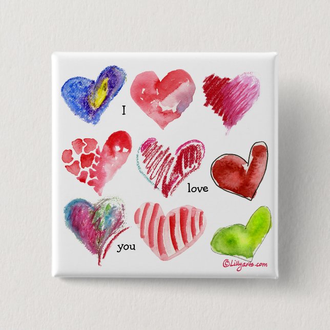 9 Valentine-Herz-Button Button (Vorderseite)