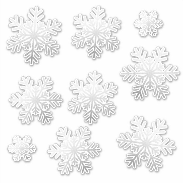 9 verschiedene Größen Silver Foil Snowflakes Vinyl Aufkleber (Vorderseite)