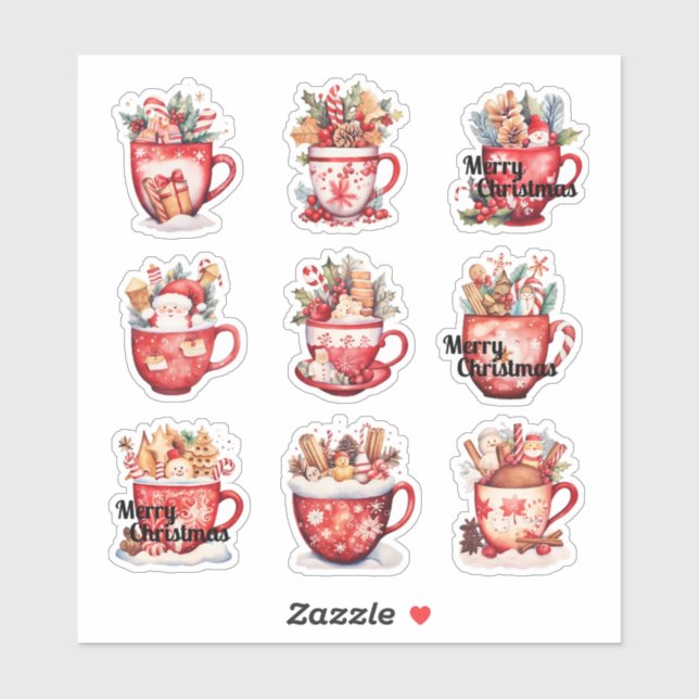 9 Weihnachtscremes, kundenspezifisch geschnitten V Aufkleber (Blatt)