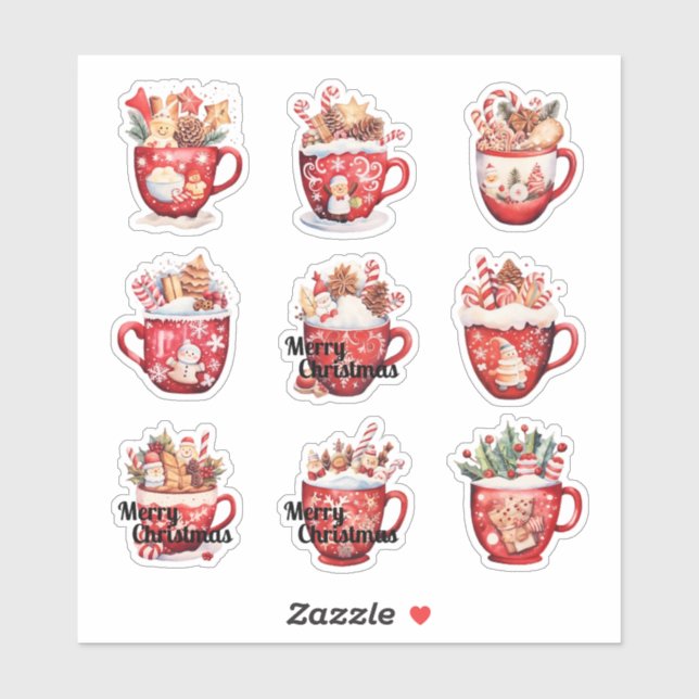 9 Weihnachtscremes, kundenspezifisch geschnitten V Aufkleber (Blatt)