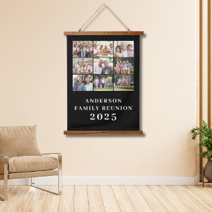 9 Wiedersehen zur FotoCollage Family Wandteppich Mit Holzrahmen