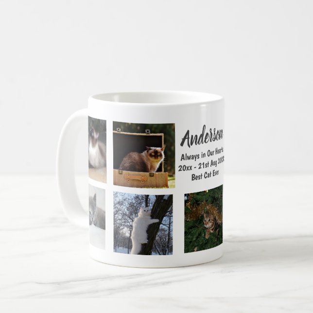 9 x Foto Collage Cat liebt den benutzerdefinierten Kaffeetasse (Vorderseite Links)