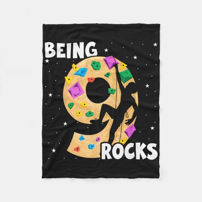 9 Year Old Rock Climbing 9th Birthday Adventures C Fleecedecke (Vorderseite)