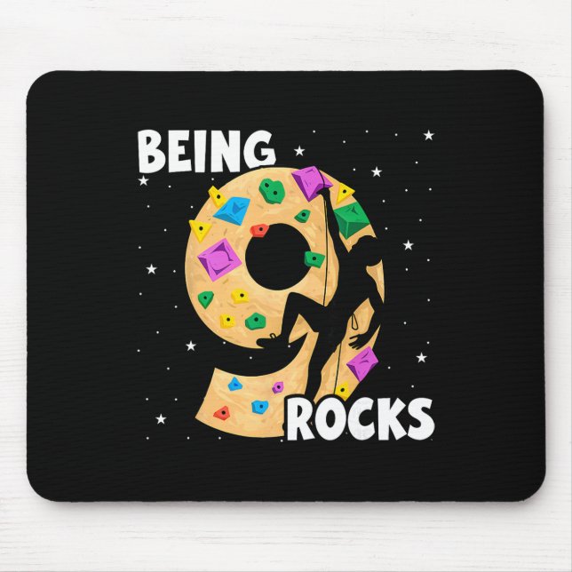 9 Year Old Rock Climbing 9th Birthday Adventures C Mousepad (Vorne)