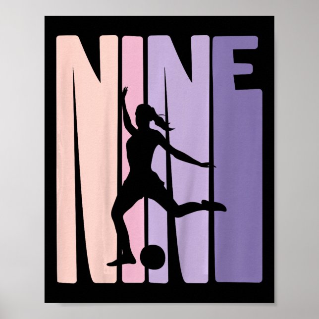 9 Years Soccer Girls Gift 9th Birthday Footll Play Poster (Vorne)