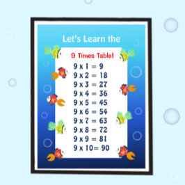 9er-Reihe Poster für Kinder | Ozean-Mathematik