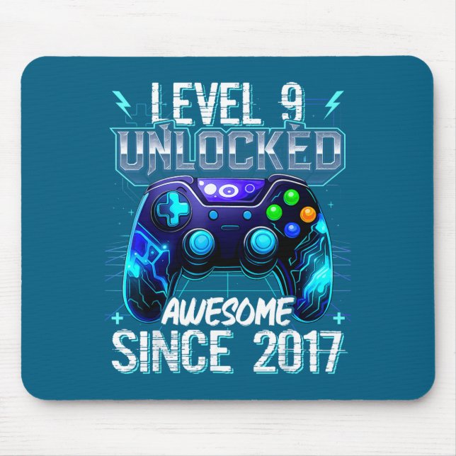 9th Birthday Boy Level 9 Gamer 9 Year Video Game P Mousepad (Vorne)
