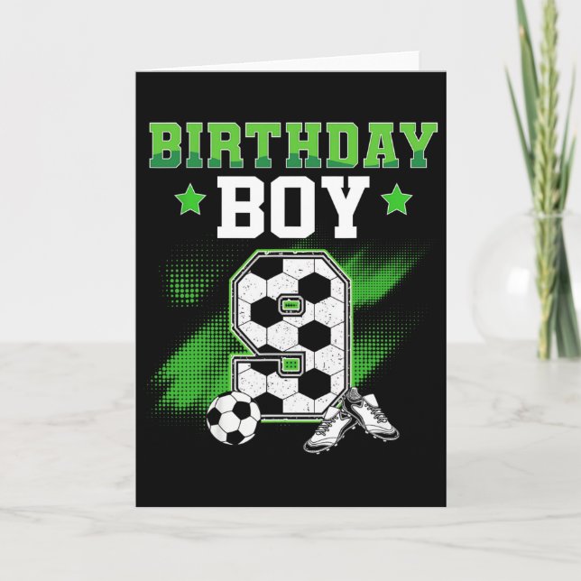 9th Birthday Boy Soccer 9 Year Old Sport 9yr Boys  Karte (Vorderseite)