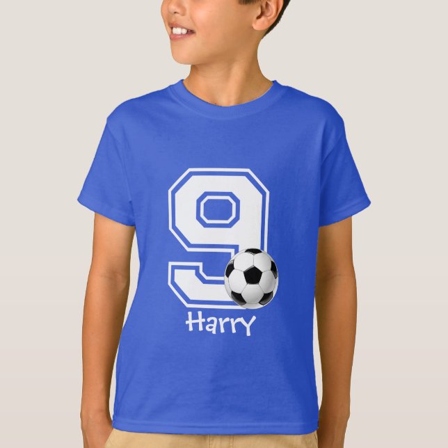 9th Birthday boy soccer personalized-2 T-Shirt (Vorderseite)
