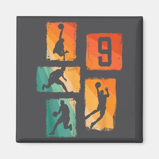 9th Birthday Boys Basketball Player Basketball 9 Y Magnet (Vorne)