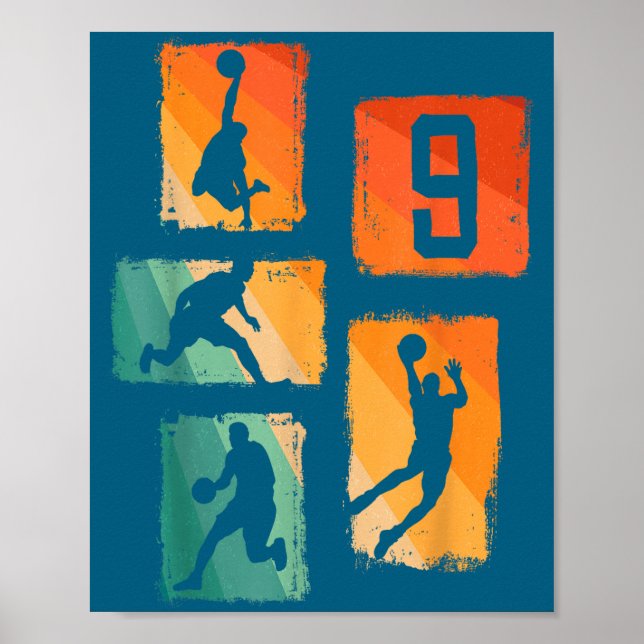 9th Birthday Boys Basketball Player Basketball 9 Y Poster (Vorne)