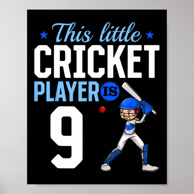 9th Birthday Cricket Player  Poster (Vorne)