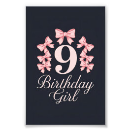 9th Birthday Girl Fotodruck