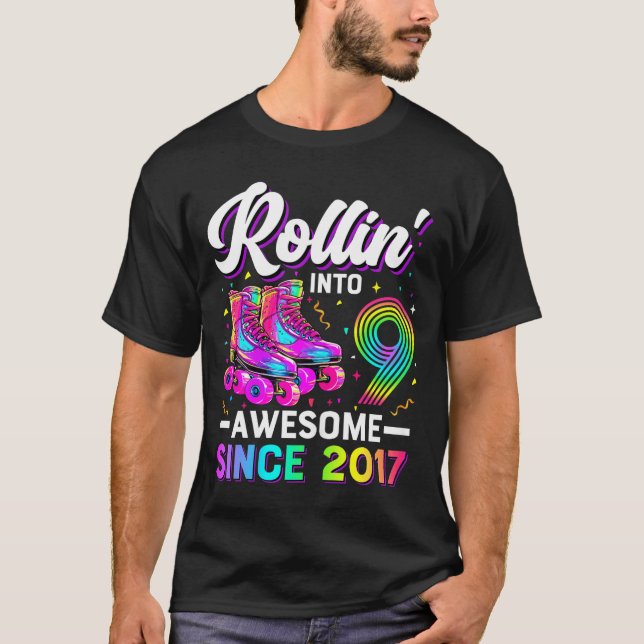9th Birthday Shirt Girl Nine 9 Year Old Roller Ska (Vorderseite)