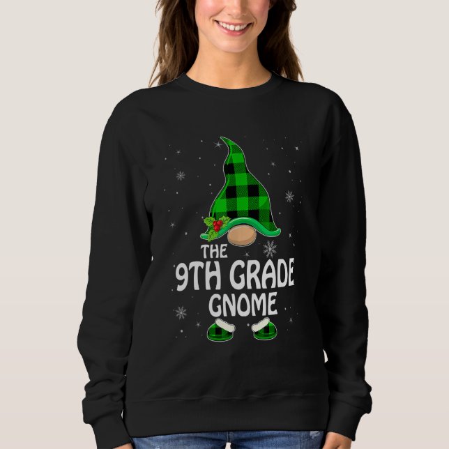 9th Grade Gnome Buffalo Plaid Matching Family Chri Sweatshirt (Vorderseite)