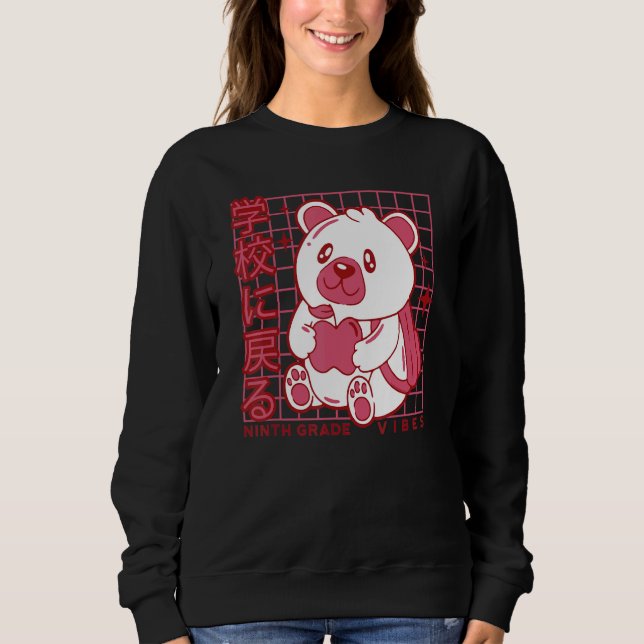 9th Grade Vibes Back to School Teddy Bear Japanese Sweatshirt (Vorderseite)