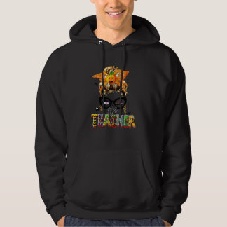9th Teacher Halloween Messy Bun Teacher Halloween  Hoodie